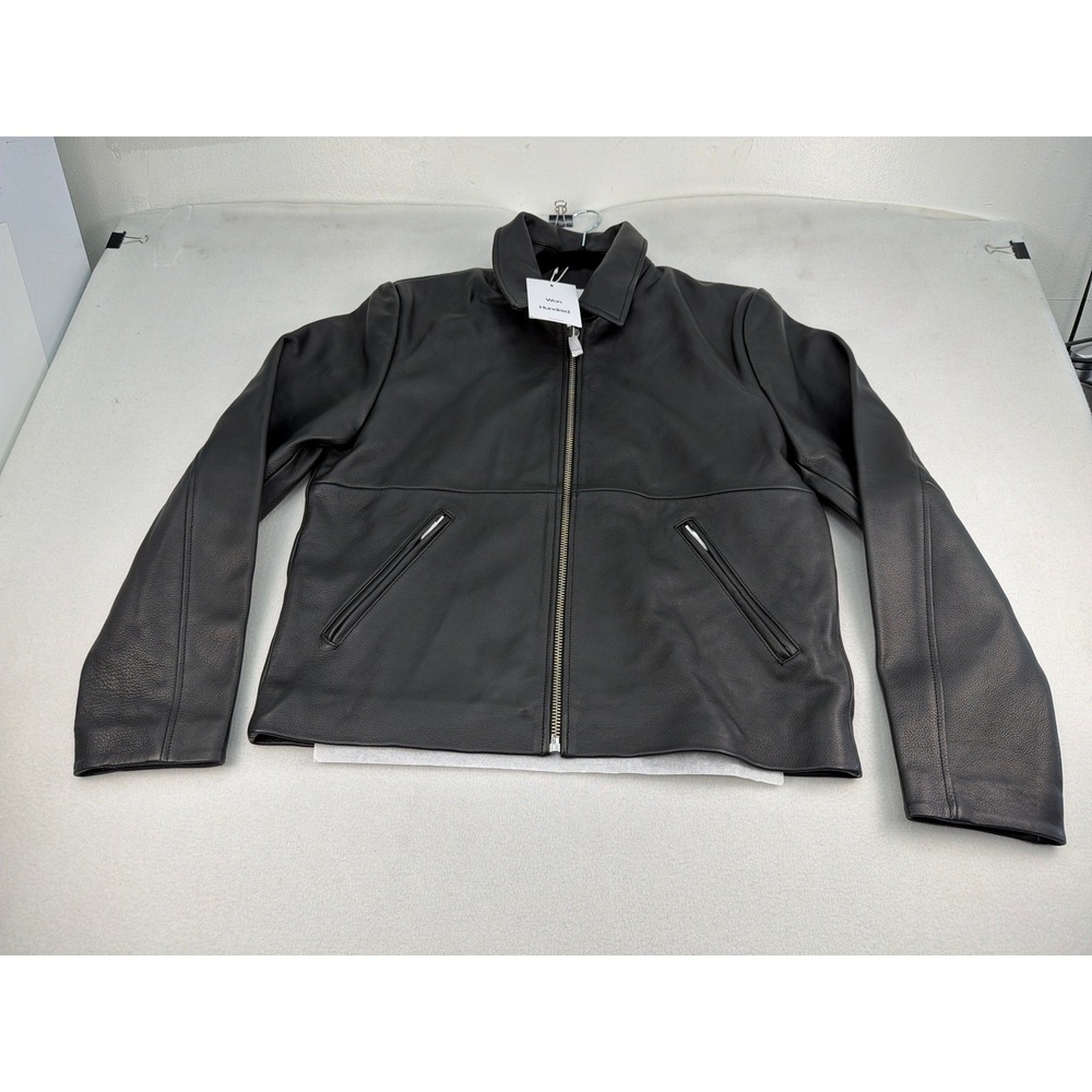 Won Hundred Dutton Black Leather Jacket Mens 50 4452-16051 Biker Moto Scandi